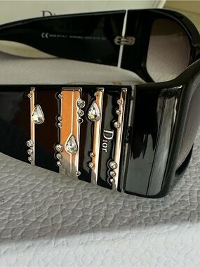 VtG  Galliano x Dior Swarvorski Crystal Black Sunnies w Gradient Lenses